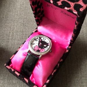 Betsey Johnson black cat watch